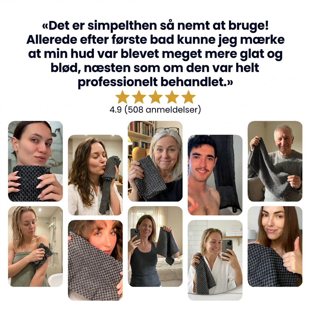 FjordTowel™ - Eksfolierende badehåndklæde for glat og silkeblød hud.